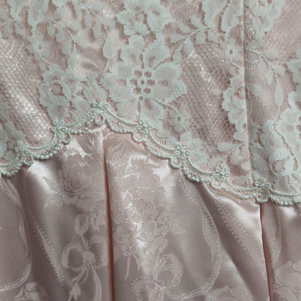 Vintage 80's Scott McClintock Pink Ivory Lace Victorian Style Dress High Neck 6 - Picture 4 of 13